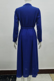Elegant Solid Frenulum Turndown Collar Shirt Dress Dresses