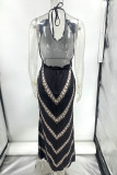 Sexy Print Flounce V Neck A Line Dresses