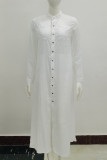 Elegant Solid Frenulum Turndown Collar Shirt Dress Dresses
