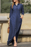 Casual Print Pocket Turndown Collar Shirt Dress Dresses