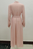 Elegant Solid Frenulum Turndown Collar Shirt Dress Dresses