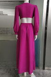 Sexy Solid Hollowed Out V Neck A Line Dresses