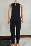 Casual Simplicity Solid Pocket O Neck Regular Jumpsuits