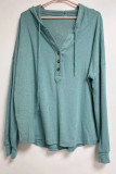 Casual Solid Buttons Hooded Collar Tops