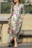 Casual Print Pocket Turndown Collar Shirt Dress Dresses