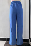 Casual Solid Frenulum Loose High Waist Straight Solid Color Bottoms