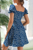Sweet Elegant Floral Frenulum Square Collar A Line Dresses