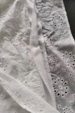 Vacation Plain Loose Eyelet Dress