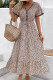 Elegant Print Patchwork V Neck A Line Short Sleeve Dress