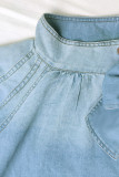 Casual Solid Patchwork Mandarin Collar Tops