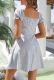 Sweet Elegant Floral Frenulum Square Collar A Line Dresses