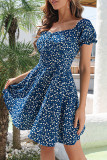 Sweet Elegant Floral Frenulum Square Collar A Line Dresses