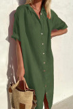 Casual Simplicity Solid Buttons Shirt Collar Shirt Dress Dresses
