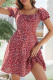 Sweet Elegant Floral Frenulum Square Collar A Line Dresses