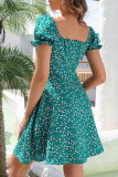 Sweet Elegant Floral Frenulum Square Collar A Line Dresses