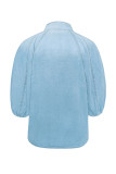 Casual Solid Patchwork Mandarin Collar Tops