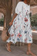 Casual Sweet Floral Fold O Neck Pleated Short Sleeve Dress