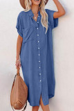 Casual Solid Pocket POLO collar A Line Dresses