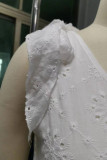 Vacation Plain Loose Eyelet Dress