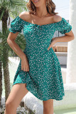 Sweet Elegant Floral Frenulum Square Collar A Line Dresses