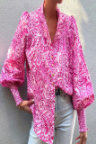 Elegant Floral Patchwork Mandarin Collar Tops