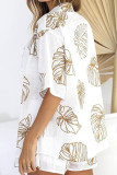Casual Daily Print Turndown Collar Half Sleeve Two Pieces