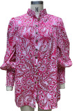 Elegant Floral Patchwork Mandarin Collar Tops