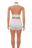 Sexy Solid V Neck Sleeveless Two Pieces