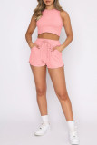 Sportswear Daily Solid Pocket O Neck Sleeveless Two Pieces