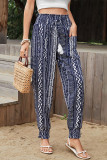 College Print Pocket Loose High Waist Harlan Full Print Bottoms