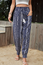 College Print Pocket Loose High Waist Harlan Full Print Bottoms