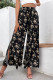 Elegant Floral Slit Loose Mid Waist Wide Leg Full Print Bottoms