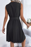 Sweet Solid Frenulum V Neck Sleeveless Dress Dresses