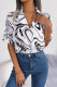 Casual Geometric Printing Turndown Collar Tops