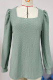 Celebrities Elegant Solid Fold Square Collar Tops