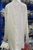 Casual Solid Lace Turndown Collar Tops
