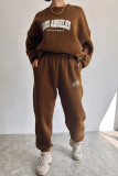 Casual Sportswear Letter Printing O Neck Long Sleeve Two Pieces