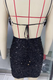 Sexy Solid Backless Sling Dress Dresses
