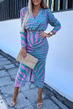 Elegant Geometric Printing V Neck One Step Skirt Dresses