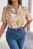 Casual Geometric Printing Turndown Collar Tops