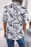 Casual Geometric Printing Turndown Collar Tops