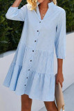 Casual Plaid Printing Mandarin Collar A Line Dresses