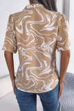 Casual Geometric Printing Turndown Collar Tops