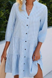 Casual Plaid Printing Mandarin Collar A Line Dresses