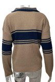 Street Color Block Contrast V Neck Tops