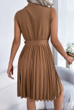 Sweet Solid Frenulum V Neck Sleeveless Dress Dresses