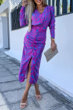 Elegant Geometric Printing V Neck One Step Skirt Dresses