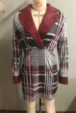 Patchwork Turn-back Collar One Step Skirt Dresses