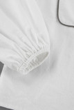 Daily Simplicity Solid Pocket Contrast Turndown Collar Long Sleeve Two Pieces