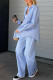 Casual Daily Solid Pocket Turndown Collar Long Sleeve Two Pieces